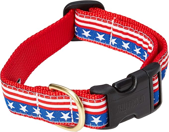 Up Country Stars and Stripes Pattern (Stars and Stripes Collar, X-Small (6 to 12 inches) 5/8 inch Narrow Width)