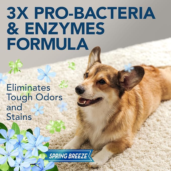 Simple Solution Pet Stain & Odor Remover, Spring Breeze Scent, Gallon | Dog Stain & Odor Remover, Pet Urine Enzyme Cleaner, Dog Urine Carpet Cleaner, Pet Odor Eliminator, Cat Stain Remover