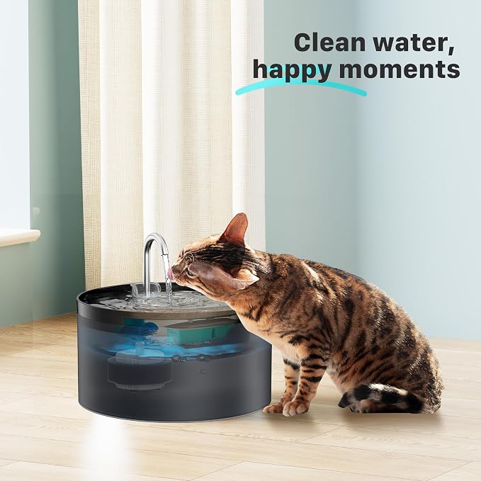 BEMOONY Cat Water Fountain Filters : Pet Water Fountain Replacement Filter | 24 Packs of Cat Fountain Filters (12 Carbon Filters + 12 Sponges) - Multiple Filtration Please replace it every 2-3 weeks