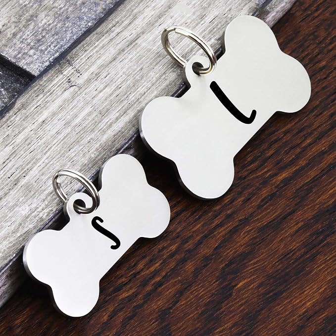 Ultra Joys Personalized Dog Tags for Pets - Durable Stainless Steel Customizable Dog Cat ID Tags - Dog Tags for Safety Optional Engraved on Both Sides -Birth Flower Dog Tag Large, Silver