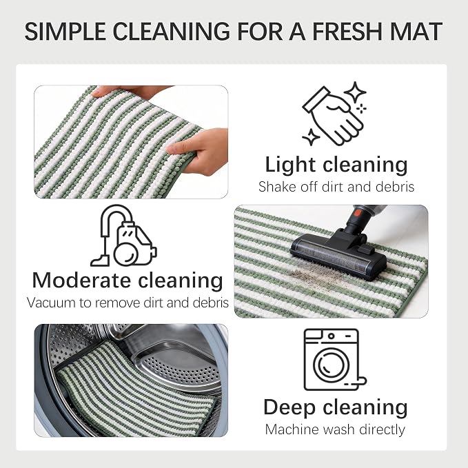 Dog Door Mat for Muddy Paws - Absorbent Quick-Dry Non-Slip Washable Chenille Pet Rug, Indoor Entryway Mat for Front Door & Crate (Green, 34" L*23" W)