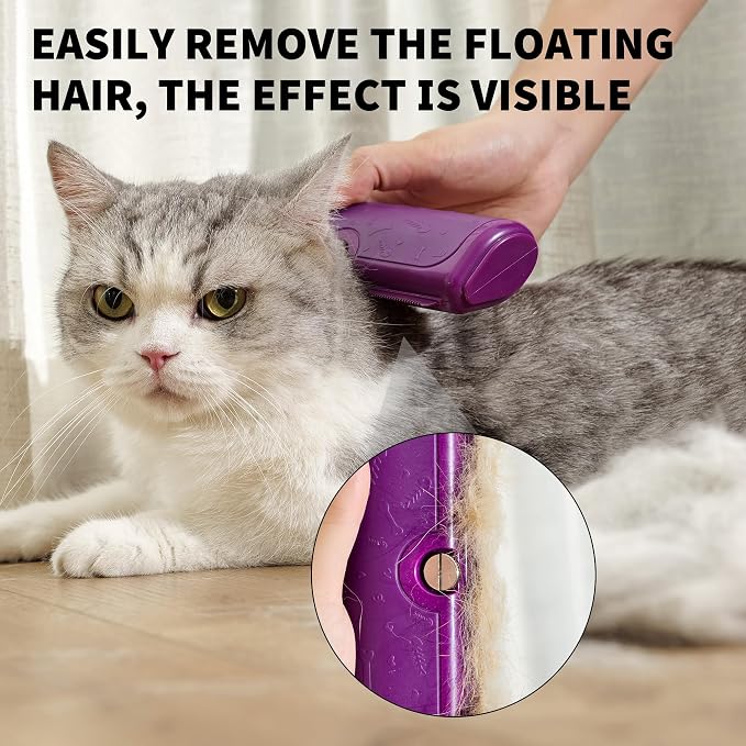 Dog and Cat Deshedding Brush, Purple | For dog and cat grooming, replaceable shedding blade, helps remove loose fur from short and medium coats