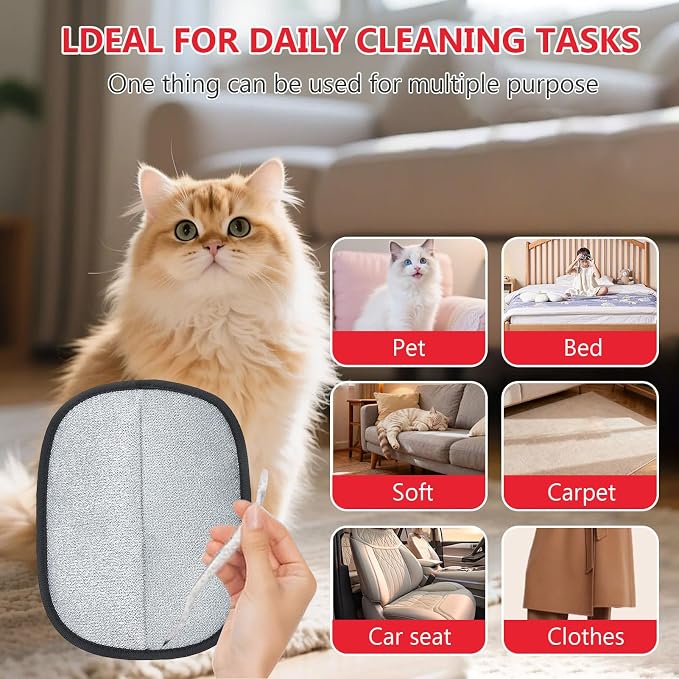2 Packs 5-Finger Pet Hair Removal Glove,Remover Tool for Dogs Cats | Electrostatic Magic Brush,Reusable Washable,Lightweight,Portable for Laundry Cleaning,Furniture,Sofa,Carpets,Car Seat,Red