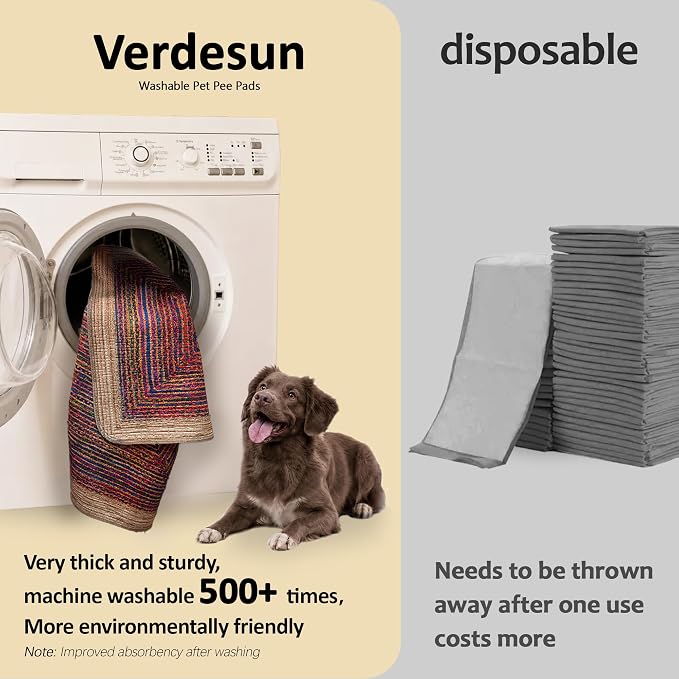 Washable Pee Pads for Dogs, Reusable Puppy Potty Training Pads, Ultra-Absorbent Thick Waterproof Leak-Proof Non-Slip Pads & Mat for Crate, Playpen, Floor, Whelping & Housebreaking , 2 Pack 36"x48"