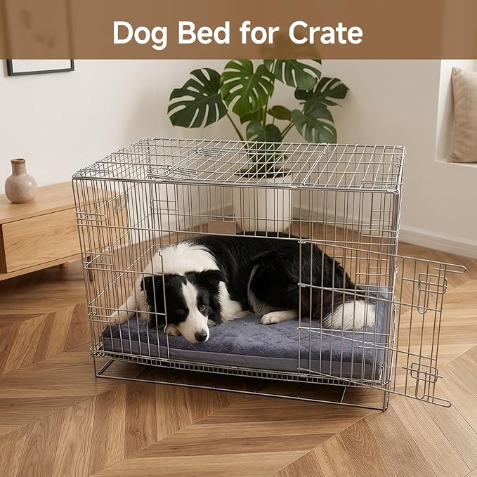 XXXL Waterproof Dog Bed for Crate, Washable Reversible Large Pads, 53x36 | Kennel Pet Bed for Extra Large Dogs with Removable Cover, Waterproof, Wipeable, Anti-Slip, Outdoor, Dark Grey