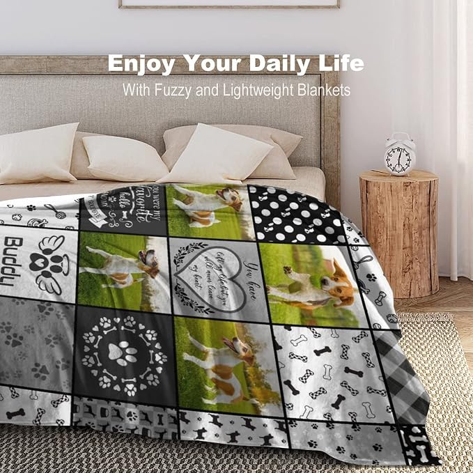 Artsadd Personalized Blanket with Picture in Memory of Dog Custom Photo Blanket Memorial Pet Loss Sympathy Gift