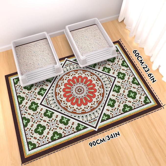 Jumbo Cat Litter Mat Catcher 35"x24" | Ultra-Absorbent Litter Box Rug with PVC Mesh | Non-Slip Cat Rug for litter box, Washable Kitty Litter Mat For Indoor,Garden