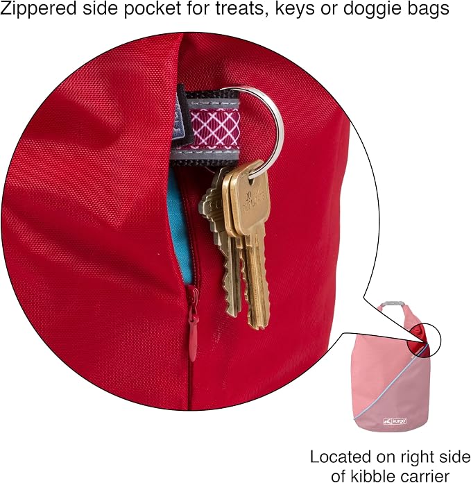 Kurgo Kibble Carrier - Portable Kibble Carrier - Compact Travel Storage - Dog Food Dry Bag - Camping Dog Storage - 5 lb Capacity - Chili Red