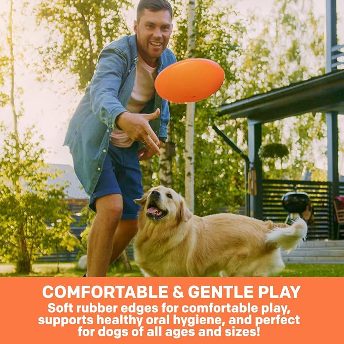 Flippy Flopper Dog Frisbee – Durable Dog Toy for Outdoor Fetch – Floating Frisbee for Dogs with Soft Rubber Edges – Comfortable on Teeth and Gums – Suitable for Water and Backyard Play