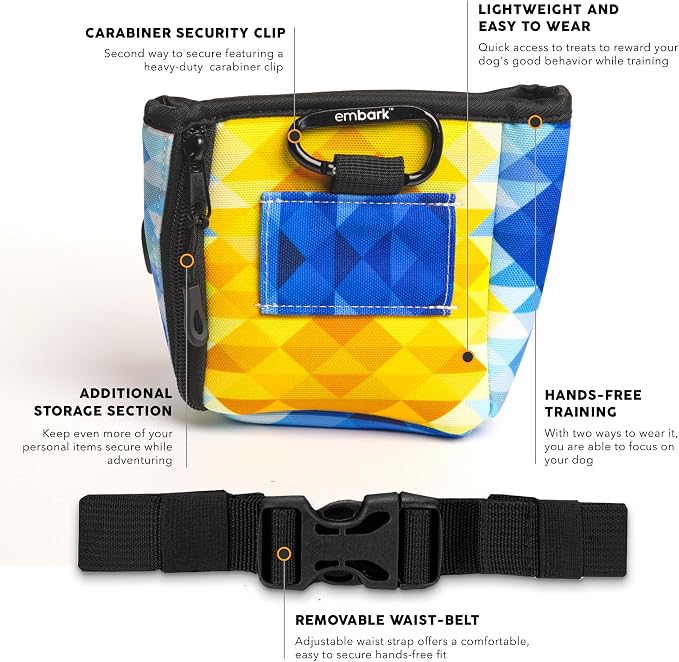 Embark Dog Treat Pouch - Waterproof Training Bag & Portable Water Bowl | Leakproof Treat Bag with Hook, Magnetic Closure, Extra Pocket for Phone & Keys with Poop Bag Outlet For Dogs - Apollo