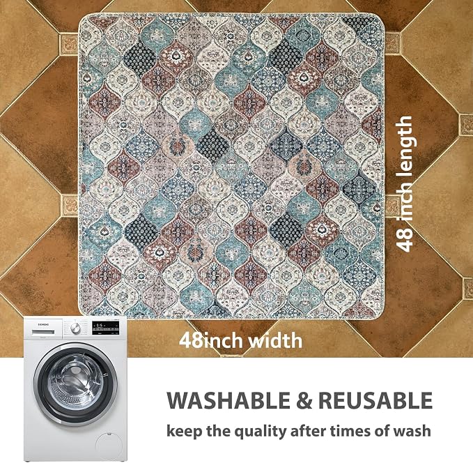 nunubaby Washable Pee Pads for Dogs, Stylish, Non-Slip and Leak-Proof Pee Pads. Reusable Potty Pads for Dogs for Crates and Floors.(Dark Red/Multi,48" x48" )