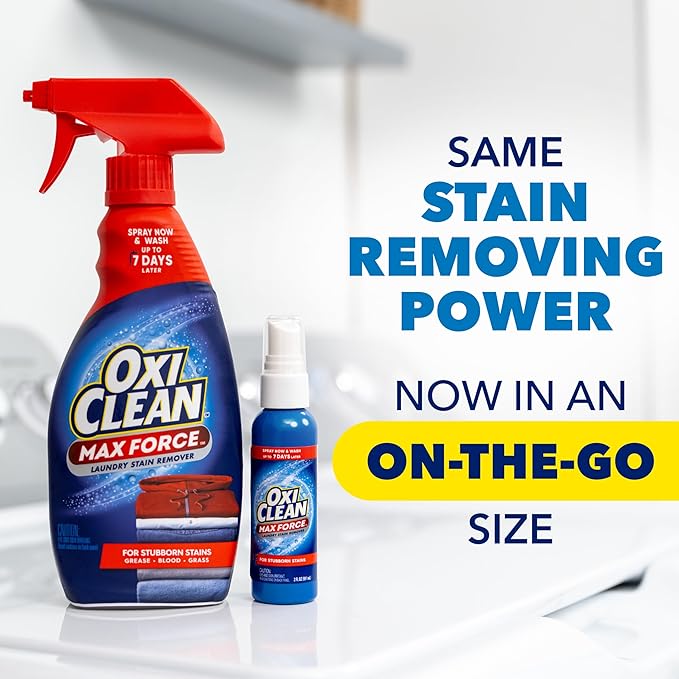 OxiClean Max Force Laundry Stain Remover Spray, Newborn & Baby Essentials, Travel & On-The-Go Stain Treater, 2 fl oz, 2PK (Pack of 12)