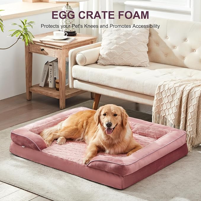 FURTIME Orthopedic Large Dog Bed, XL Waterproof Dog Beds, 42x35x6.5 Supportive Foam Pet Couch Bed with Removable Washable Cover and Nonskid Bottom