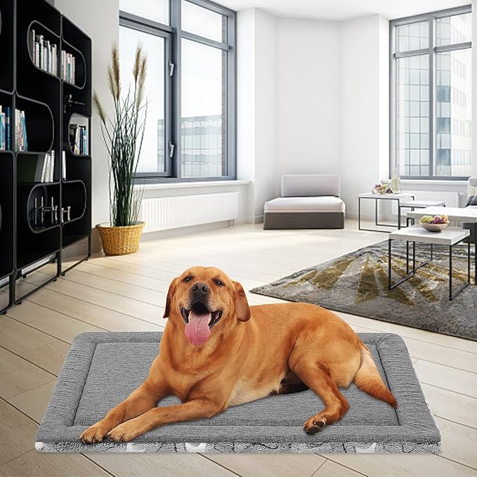 EMPSIGN Dog Crate Pad for 42"x28" Dog Crate, Star Pattern/Grey | Reversible Kennel Mat (Cool & Warm), Machine Washable, Cozy Star Pattern Sleeping Pad, All-Season Pet Bed