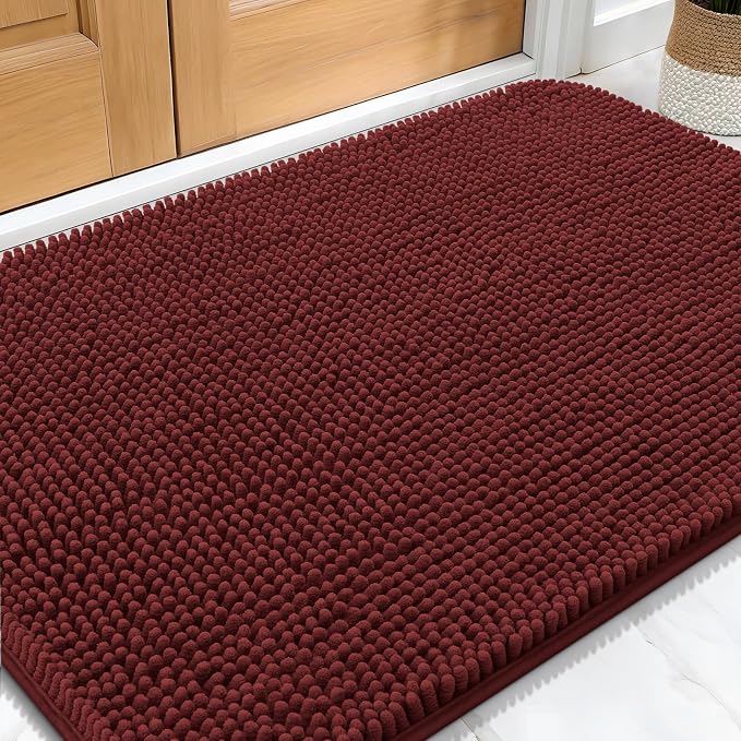 OLANLY Dog Door Mat for Muddy Paws 30x20, Super Absorbent Chenille Mud Mat | Caramel Russet, Absorbs Moisture and Dirt, Non-Slip Machine Washable Doormat, Quick-Dry Indoor Entryway Floor Carpet for Dogs