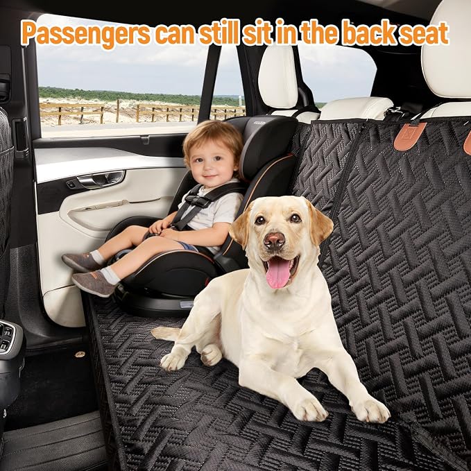 YJGF Dog Car Seat Cover for Back Seat Truck,Truck Back Seat Pet Cover for Dogs,Waterproof Scratchproof Rear Bench Seat Cover Protector (Black, XL)