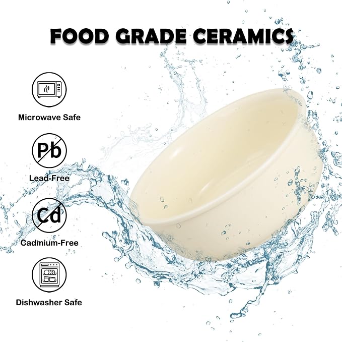 Elevated Ceramic Dog Bowl Set - Double Dishes with Non-Slip Iron Stand - Raised Feeding Station for Food & Water - Ideal for Small and Medium Dogs - 2 × 720ml Capacity - Beige - 15 cm Height