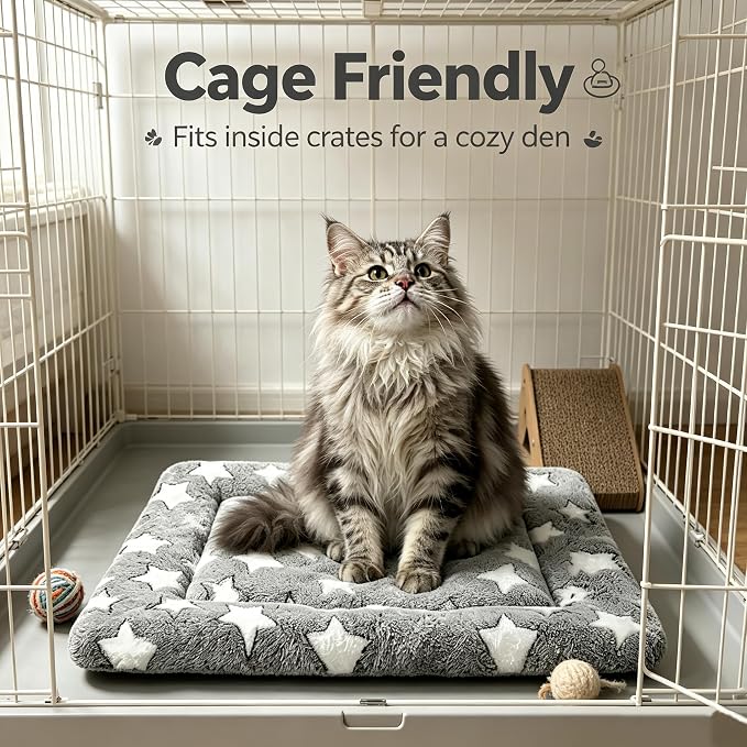 Dog Bed Mat - Soft and Comfortable Dog Kennel Cat Bed, Washable Dog Bed or Cat Bed, Suitable for Dog Crate Ped, Cat Cage BedGray, 18" L x 14" W x 1.5" Th
