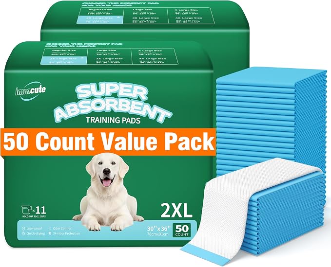 IMMCUTE 100 Pack Dog Pee Pads, 30"x36" Great Value Puppy Pads XL, Pee Pads for Dogs Extra Large, Wee Wee Pads for Potty Training, Disposable Doggie Pads Super Absorbent & Leak-Proof