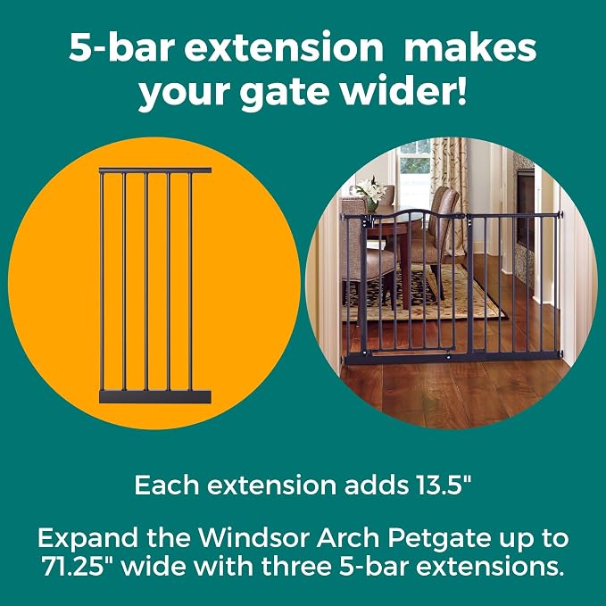 MYPET Windsor Arch Gate Extension: 13.5 Inch Pet Gate Extension; Add Up to 3 Extenders, Matte Bronze