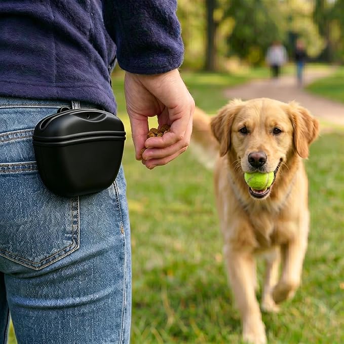 Dog Treat Pouch for Training, Silicone Dog Treat Bag with Strong Clip, Hands-Free Puppy Training Treat Holder, Portable Pet Snack Pouch for Walking, Agility, Obedience Training & Outdoor Use