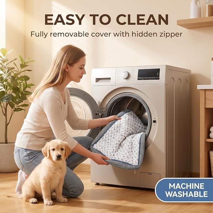 EMPSIGN Reversible Dog Bed Mat for Crate Washable Pet Bed for Dogs | Plush Canvas Dog Bed with Reversible Dual-Sided Cover fits Crates and Kennels, Machine Washable for Easy Cleaning.
