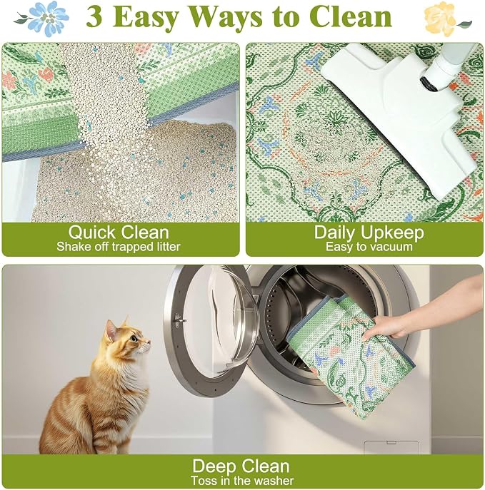 Unicorn Catcher 40"x30" Cat Litter Mat Machine Washable Litter Trapping Pad | Kitty Paw Friendly Padding With Breathable 3D Air Mesh Technology And A Non-Slip Base To Keep Home Floors Debris-Free