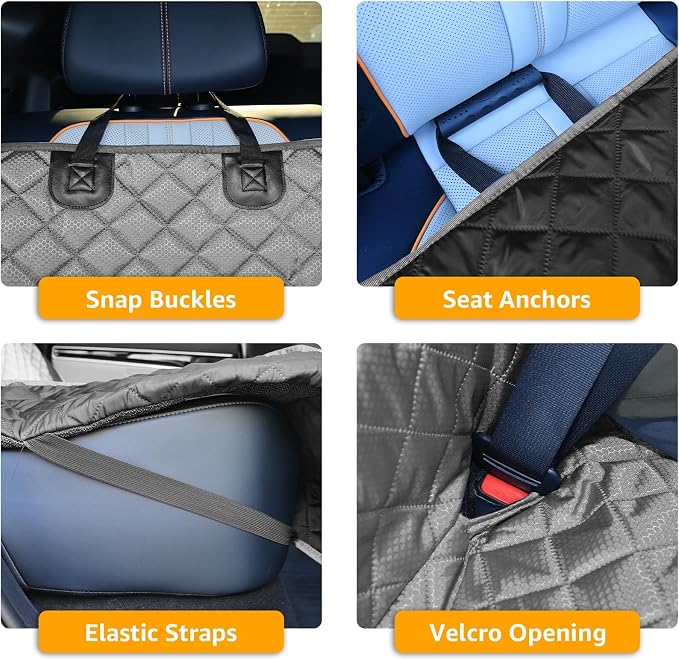 PETICON Waterproof Scratchproof Pet Bench Seat Covers for Cars, SUVs, Nonslip Durable Back Seat Cover for Dogs, 600D Oxford Fabric, Machine Washable