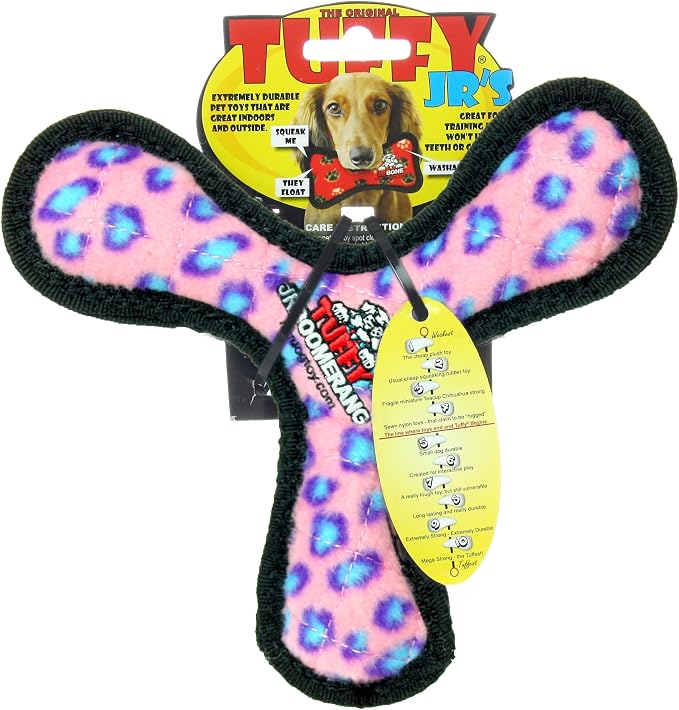 TUFFY® : (2 Pack Boomerang Dog Toy: Ultra Durable Plush Toy with Multiple Layers & Reinforced Seams, Washable and Floats, Original Construction