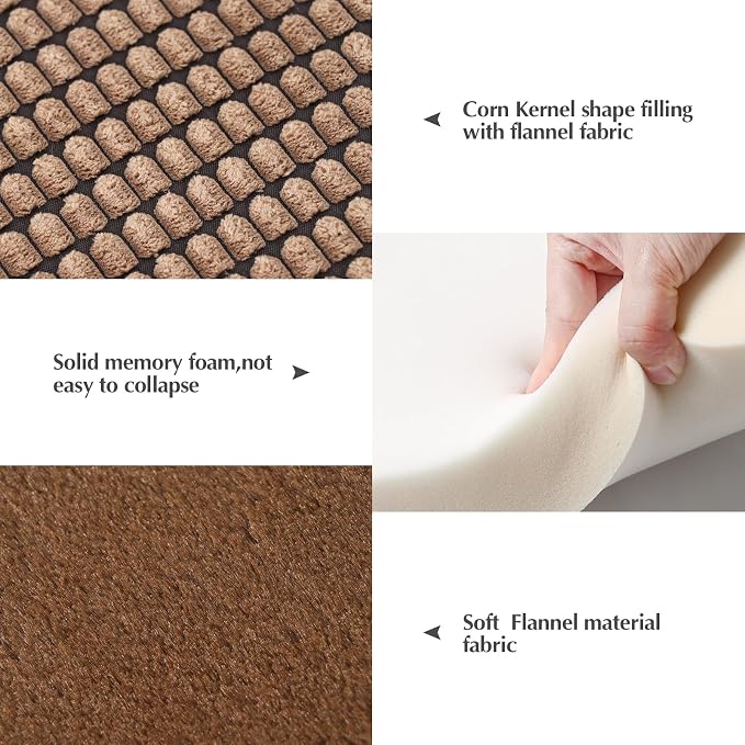 BVAGSS Dog Bed Mat,Reversible Crate Pad, Memory Foam Beds, Soft Warm Pet Cushion for Small Medium Dogs, Washable Pet Sleeping Mattress Kennel Bed Pad XH079 (30''x20''x1.6'',Brown)