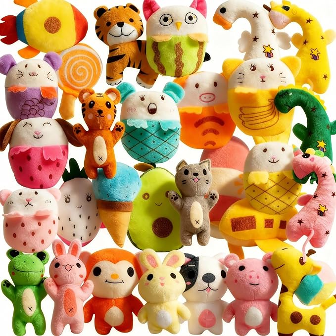 30 Pcs Dog Squeaky Toys, Cute Plush Small Dog Toys with Squeakers, Interactive Puppy Chew Toys for Small Medium Dogs to Keep Them Busy