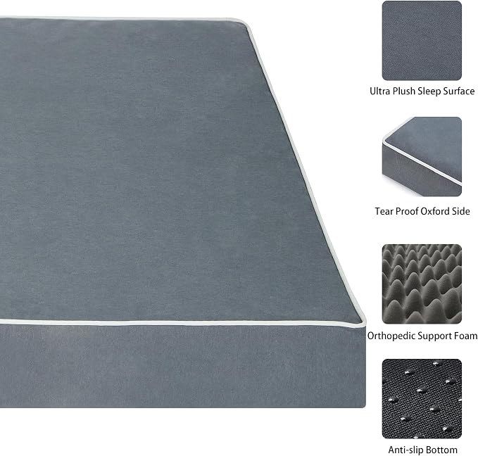 Orthopedic Dog Bed,Jumbo XXXL Large Sized Dog 54''X42''x4'' Soft Waterproof Egg Foam Pet Crate Beds Mat or Kennel Pads with Removable Washable Cover,Non-Slip Bottom,Dark Grey
