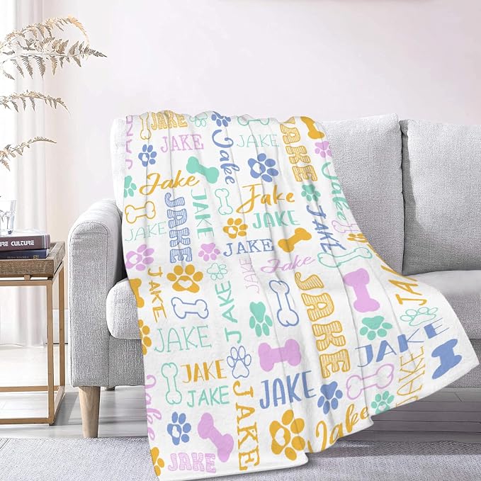 Custom Dog Blankets with Pictures, Personalized Name Blanket for Pets, Customized Pet Photo Throw,The Lightweight Blanket All-Season 40"x30"for Pet