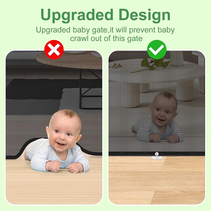 Retractable Baby Gate for Stairs & Doorways, 33" Tall Extends to 55" Wide | Extra Wide Safety Kid Pet Gate, Mesh Dog Gate for Indoor,Outdoor, Hallways One-Handed Operation, Easy Install(33”x55”- Black)