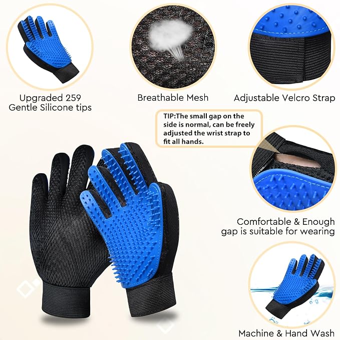 Cat Grooming Glove Brush, Self-Cleaning Slicker Pet Brush | Self-Cleaning Dog Bath Brush for Shedding and Grooming, Removes Loose Hair and Tangles for Short and Long Haired Pets, Green