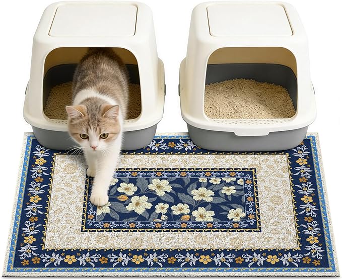 Unicorn Catcher 33"x22" Cat Litter Mat Non-Slip Washable Litter Box Mat | High-Density PVC Litter Catcher Mat Efficiently Traps Scattered Litter From Paws To Keep Floors Clean