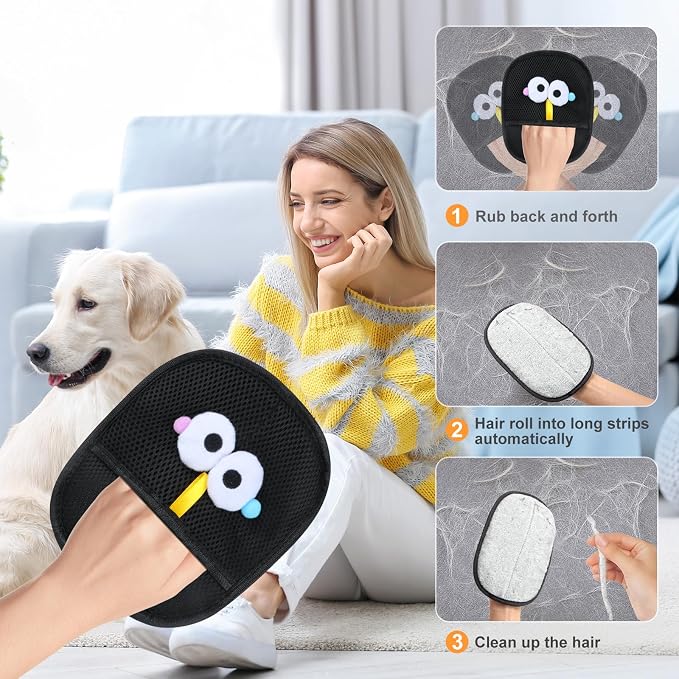Pet Hair Removal Glove for Cats & Dogs 2PCS, Reusable and Washable Pet Hair Remover Tool for Clothing, Couch, Carpet, Car Seat