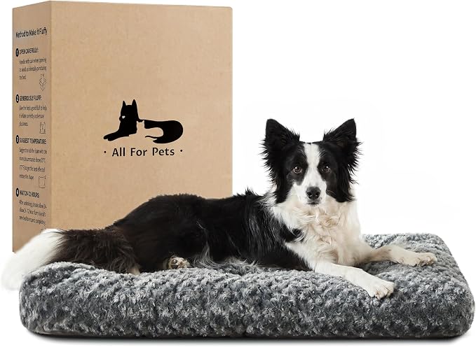 Double-Sided Dog Beds Large Sized Dog, Washable Dog Crate Beds, Thick Supportive Pet Sleeping Mat, Reversible Dogs Pillow Weight Up to 75lbs, 41x27, Dark Grey