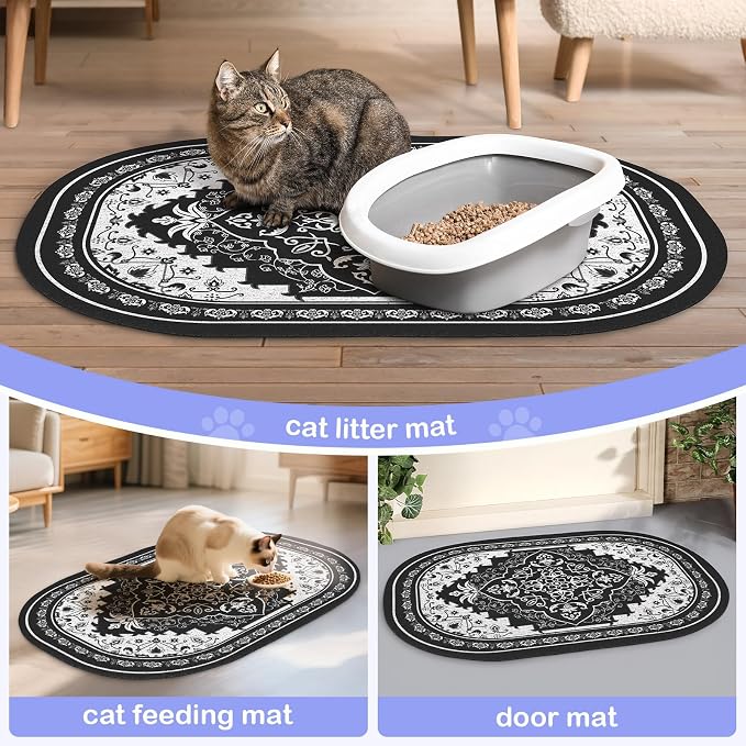 Bienbee Cat Litter Mat, 24" x 15" Dense Trapping Mesh for Litter Boxes | Litter Box Mat with PVC Mesh, Waterproof &Urineproof, Non-Slip Grip, Soft On Kitty Paws and Easy to Clean to Protect Floor