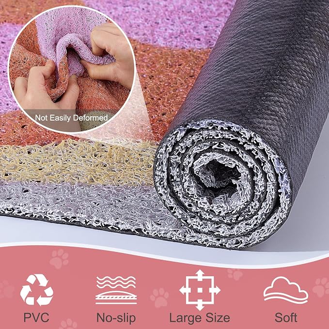 Unicorn Catcher Large Cat Litter Mat, 33.5"x22.4" Litter Trapping Mat | Kitty Litter Mat With Soft PVC Loop Mesh And Non-Slip Backing For Easy-Clean Floor Protection And Home Decor