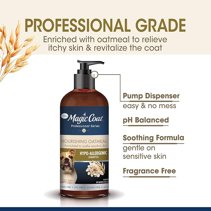 Four Paws Magic Coat Nourishing Oatmeal Hypoallergenic Dog Shampoo, 16 oz | Fragrance-free, for dogs & cats, moisturizing dog wash for itchy dry skin, soothes sensitive skin, all coat types