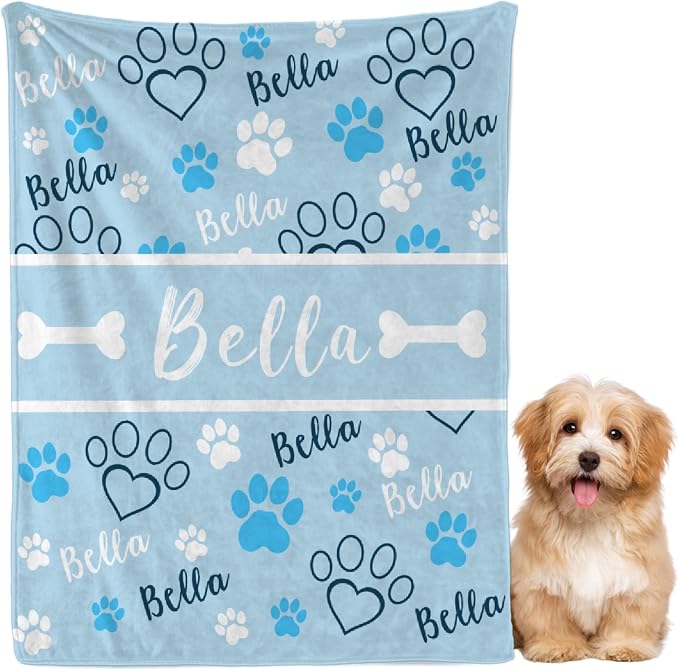 Custom Dog Blankets with Pictures, Personalized Name Blanket for Pets, Customized Pet Photo Throw,The Lightweight Blanket All-Season 50"x40"for Kids