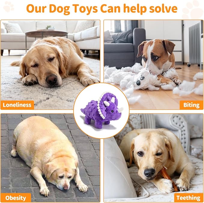 Plush Squeaky Dog Toys, Soft Stuffed Animals Dog Toy with Squeaker, Interactive Crinkle Dog Toys, Puppy Teething Chew Toy for Small, Medium & Large Breeds