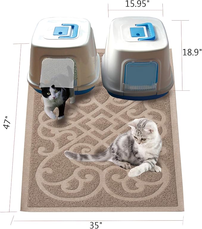 PetLike Cat Litter Box Mat, Thick Kitty Litter Trapping Mat, Durable,Waterproof &Washable with Non-Slip Backing, Soft on Kitty Paws and Easy to Clean, BPA Free