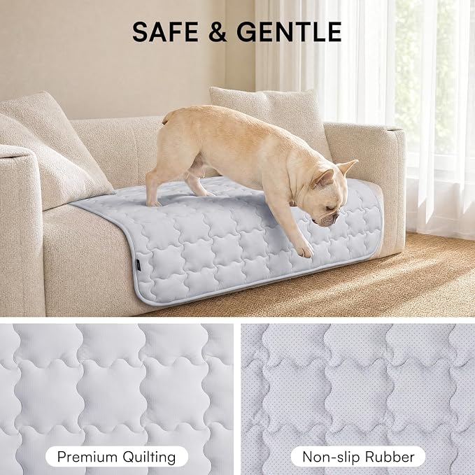 LINENLUX Dog Cooling Mat Q-Max > 0.5 Self Cooling Pad Non-Slip Breathable Pet Mat Washable Cooling Bed for Floor Crate Light Grey 20x30 inches