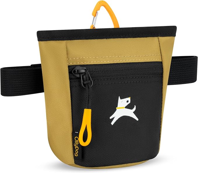 Goodie Treat Bag, Dog Treat Training Pouch | Magnetic Closure | 3 Ways to Wear | Hands-Free Waist Belt | Water-Resistant Recycled Vegan Fabric (Antelope)