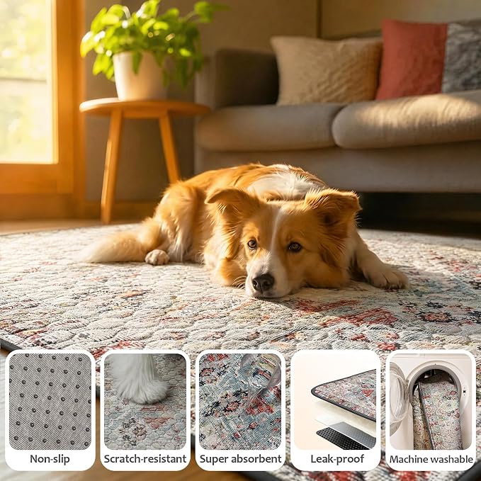 Washable Pee Pads for Dogs, Reusable Puppy Potty Training Pads, Ultra-Absorbent Thick Waterproof Leak-Proof Non-Slip Pads & Mat for Crate, Playpen, Floor, Whelping & Housebreaking , 2 Pack 48"x48"