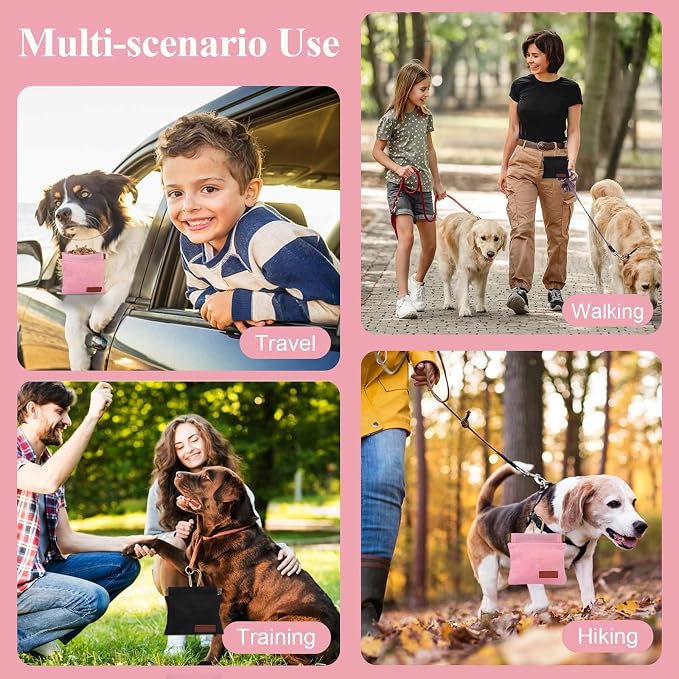 2Pcs Hands Free Dog Treat Pouches for Training, Walking and Outdoor Use | Dog Treat Bag with Carabiner, Hands Free, Auto Closing Pet Treat Pouch for Training,Walking, Hiking