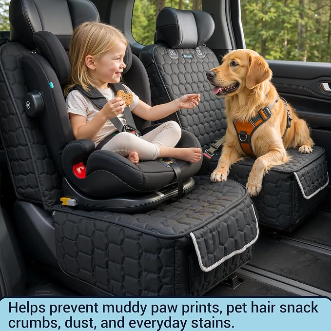 Meginc 2 Pack Front Seat Covers for Dogs, 600D Waterproof Dog Car Seat Covers with Side Flaps Non Slip Scratch Proof, Captain Chair Car Seat Protector Cover for Pets & Daily Use, Fits Cars SUV Trucks
