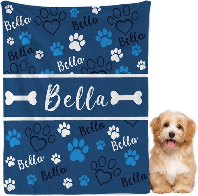 Custom Dog Blankets with Pictures, Personalized Name Blanket for Pets, Customized Pet Photo Throw,The Lightweight Blanket All-Season 40"x30"for Pet